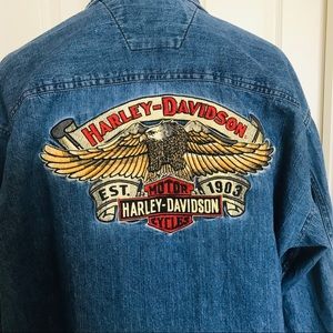 Men’s Harley-Davidson denim button down SZ L